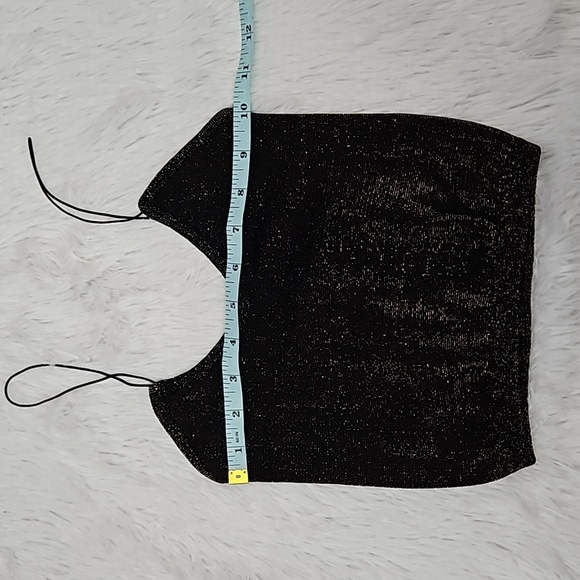 Free People Skinny Strap Seamless Brami Black and Gold Lurex - Picture 5 of 8